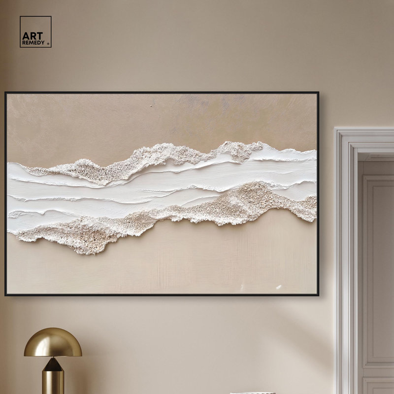 Toile texturée «Sea I» par Art Remedy, H 37 po x l 55 po, Noir, Cadre flottant