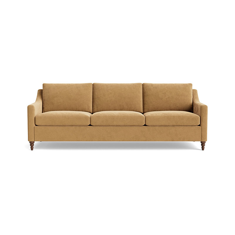 Vera Sofa (95"), Performance Velvet - Nutmeg, Walnut Finish (Turned)