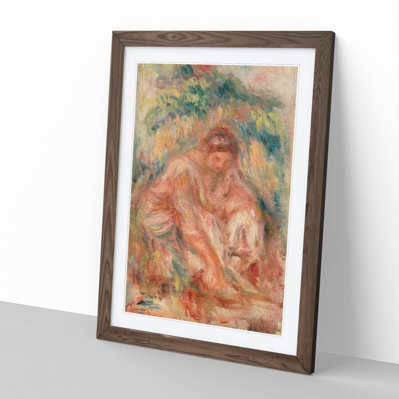 Seated Woman Vol.3 by Pierre-Auguste Renoir - Picture Frame Painting, Walnut Framed, 48cm H x 36cm W x 2cm D