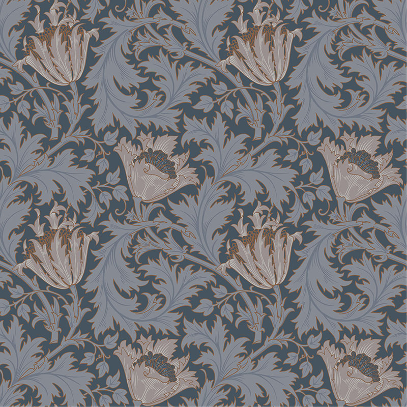 Papier peint Anemone Floral Trail, Bleu très foncé