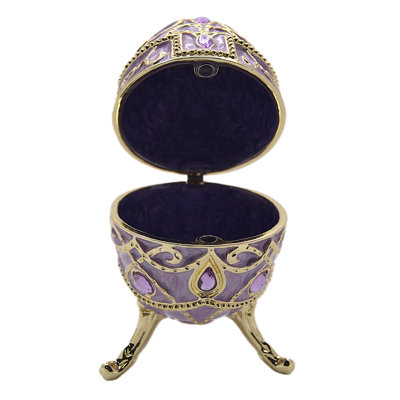 Decorative Big Egg Trinket Box. Hand Painted Enamel & Austrian Crystals