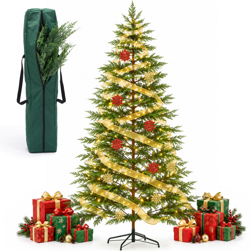 Pre-Lit Artificial Christmas Tree with 350-460 LED Warm Lights, 82 po