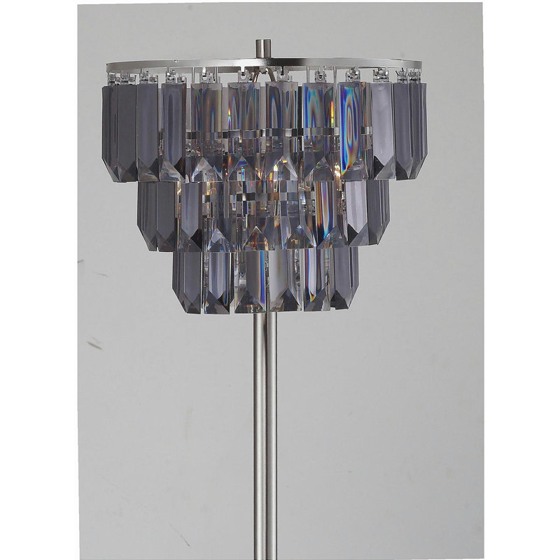 60.5"H Modern Crystal Lampshade Floor Lamp (1PC/CTN) (1.25/17.63), Smoke