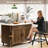 Swivel Counter Bar Stool Set with Wood Frame,Black-1751842097
