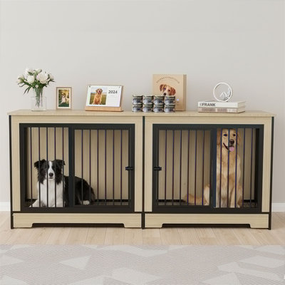 Wooden Double Dog Cage with Tray