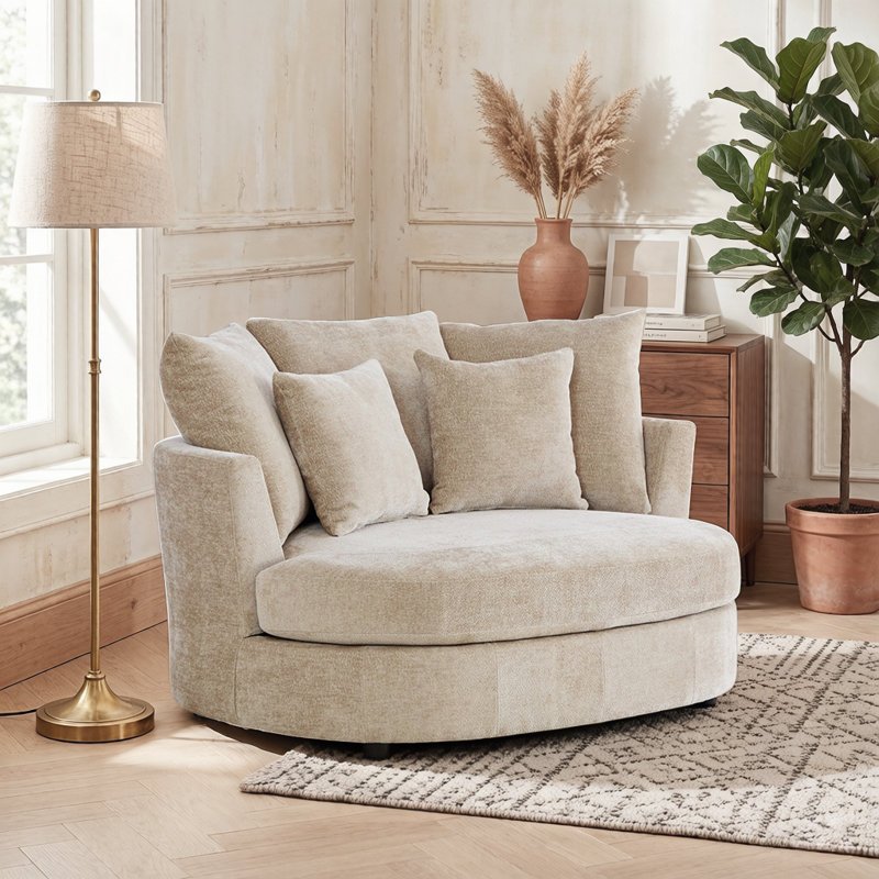 Fauteuil demi-tonneau avec coussin 54,5 po, Wheat
