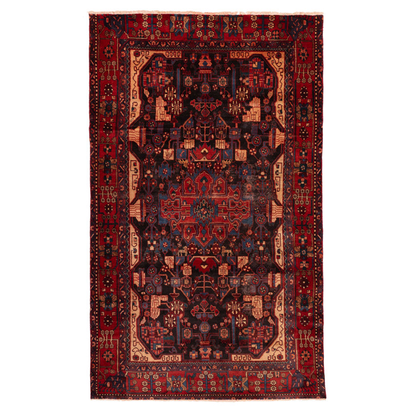 Tapis noir rétro Anadol 5 pi 3 po x 8 pi 9 po