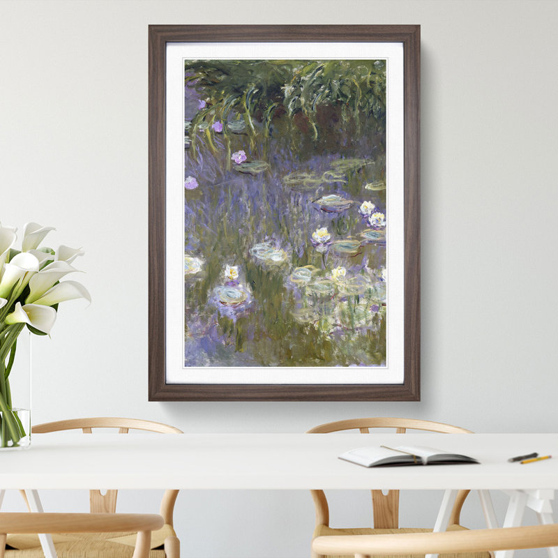 Water Lilies Lily Pond Vol.25 by Claude Monet - Picture Frame Painting, 36cm H x 27cm W x 2cm D, Walnut