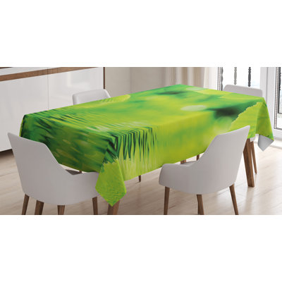 Nappe ambesonne leaves, feuilles de spa d’eau ouvrez votre chakra avec la nature méditation photo monochrome écologique, housse de table rectangulaire pour la cuisine de salle à manger décoration, 52 po x 70 po, vert