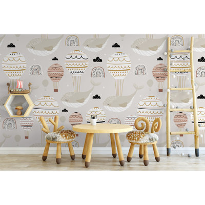 Papier peint amovible pour enfants avec baleine à air