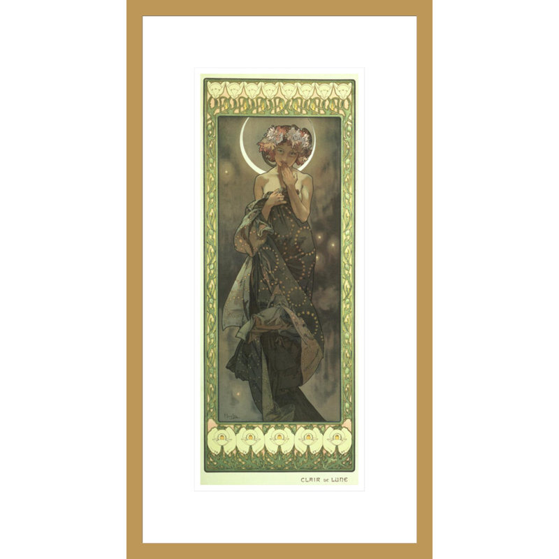 La lune et les étoiles: Étude pour «The Moon» (1902) par Alphonse Mucha, reproduction sur toile, H 21,75 po x l 11,89 po