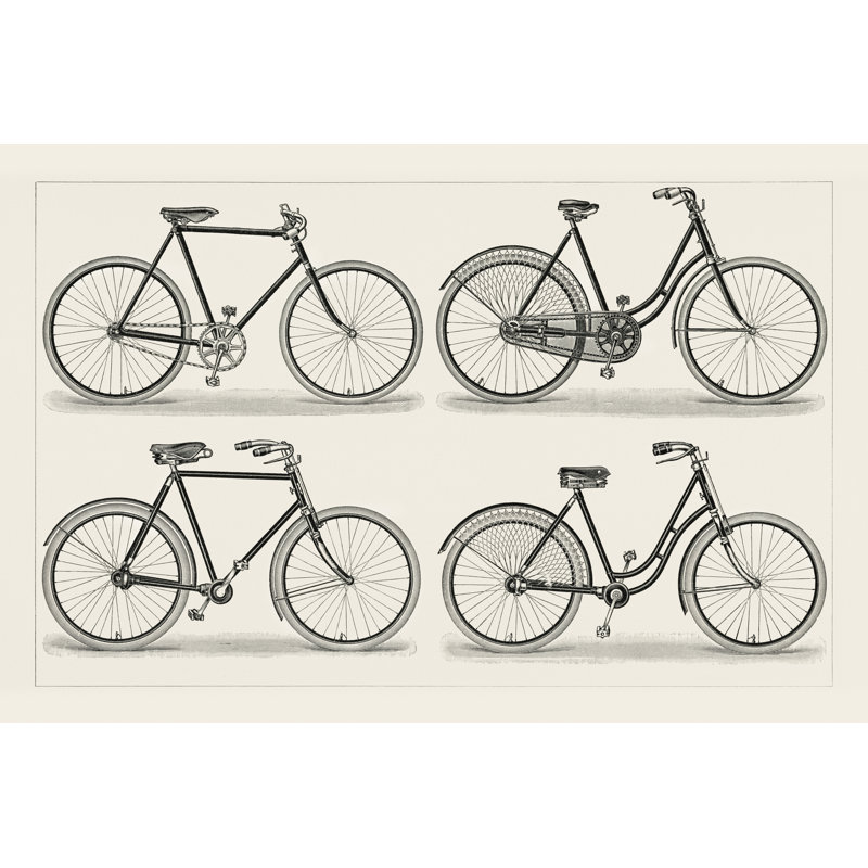 Antique Bikes Chart I by Vision Studio - Wrapped Canvas Print, 51 cm H x 76 cm W