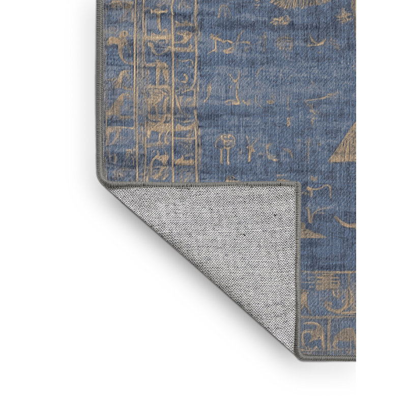 Machine Washable Gray Area Rug, Round 5'