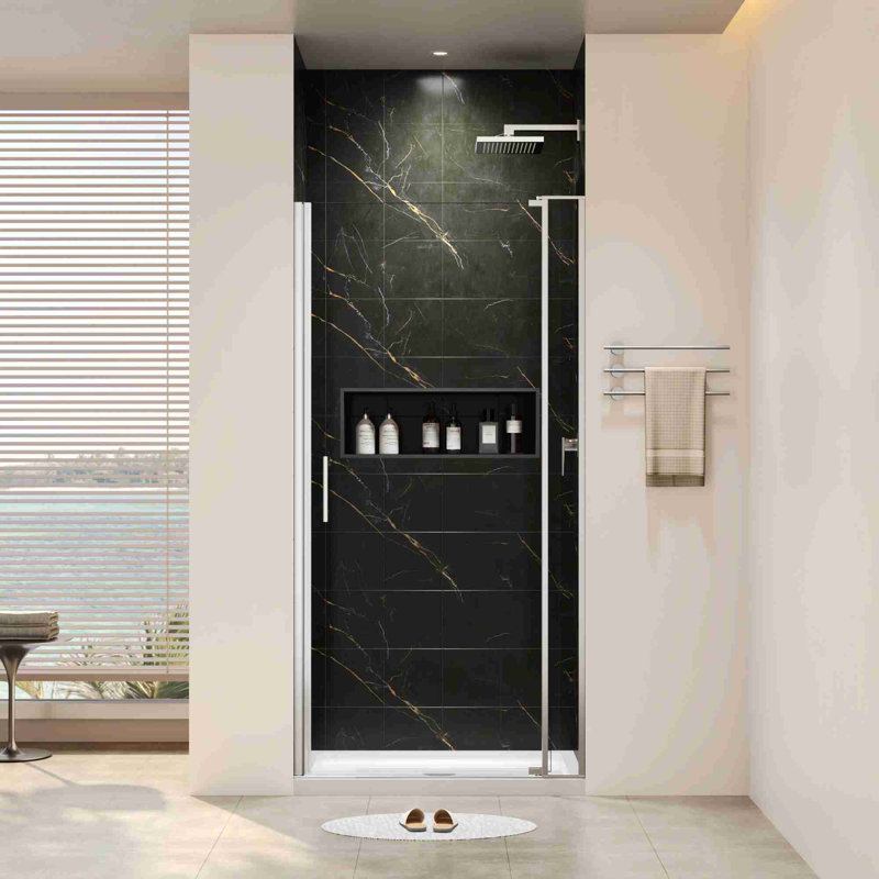Porte de douche pivotante universelle à gauche et à droite, Nickel brossé