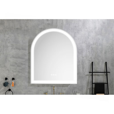 Miroir mural de salle de bain 30 * 36 avec éclairage à DEL haute luminosité + fonction anti-buée séparée + gradateur