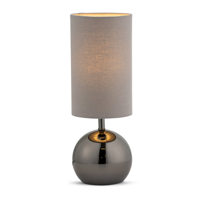 Kytalin 31.5Cm Metal Touch Ball Bedside Table Lamp, Black, Grey