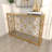 Beritan Metal Weathered Geometric Gold Console Table with Mirrored Glass Top