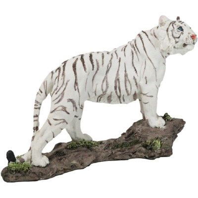 Apex Jungle Predator Prowling Fierce Siberian White Bengal Tiger Figurine