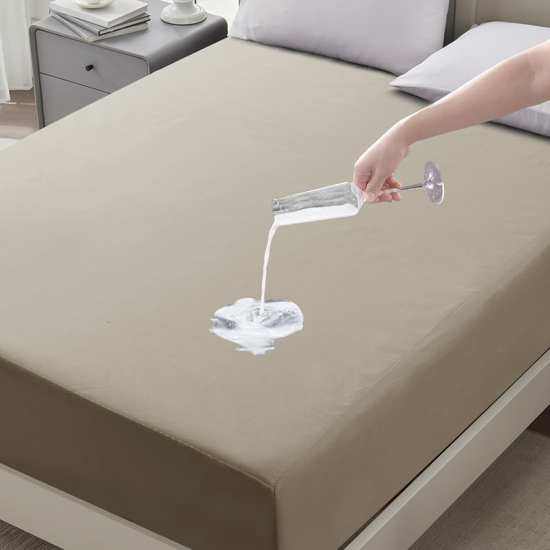 Waterproof Fitted Mattress Protector | Soft Mattress Cover With 30"deep Pocket , Kingsize (5'), Beige