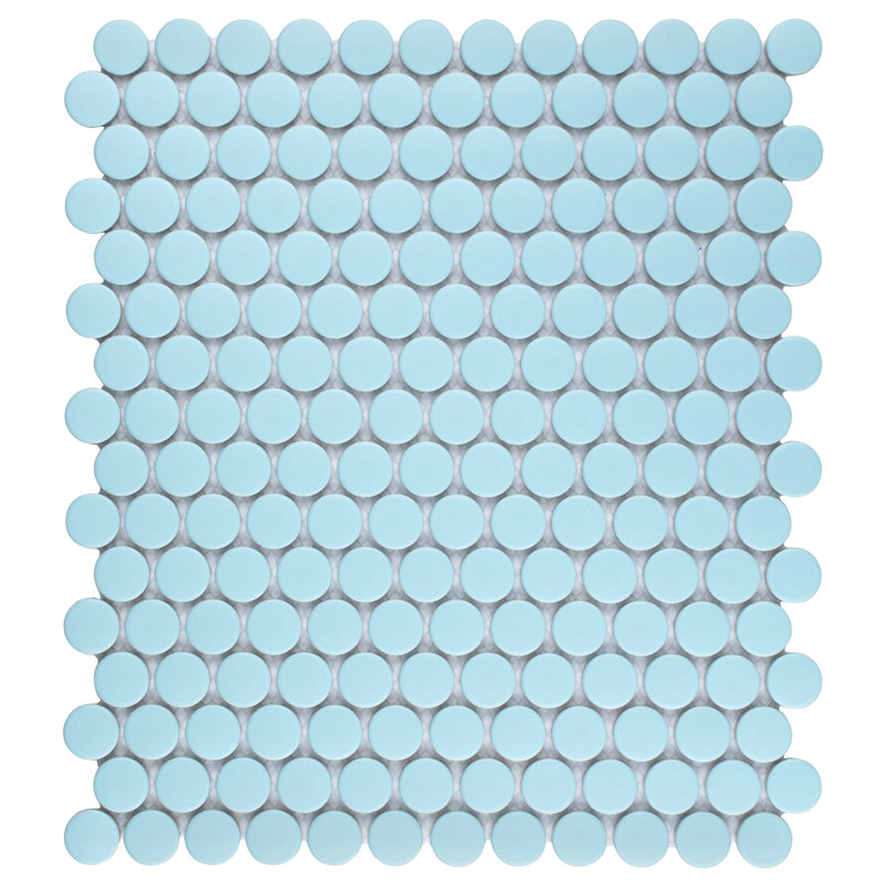 Metro Penny 9-3/4 in. x 11-1/2 in. Porcelain Mosaic Floor and Wall Tile, Light Robin Egg Blue