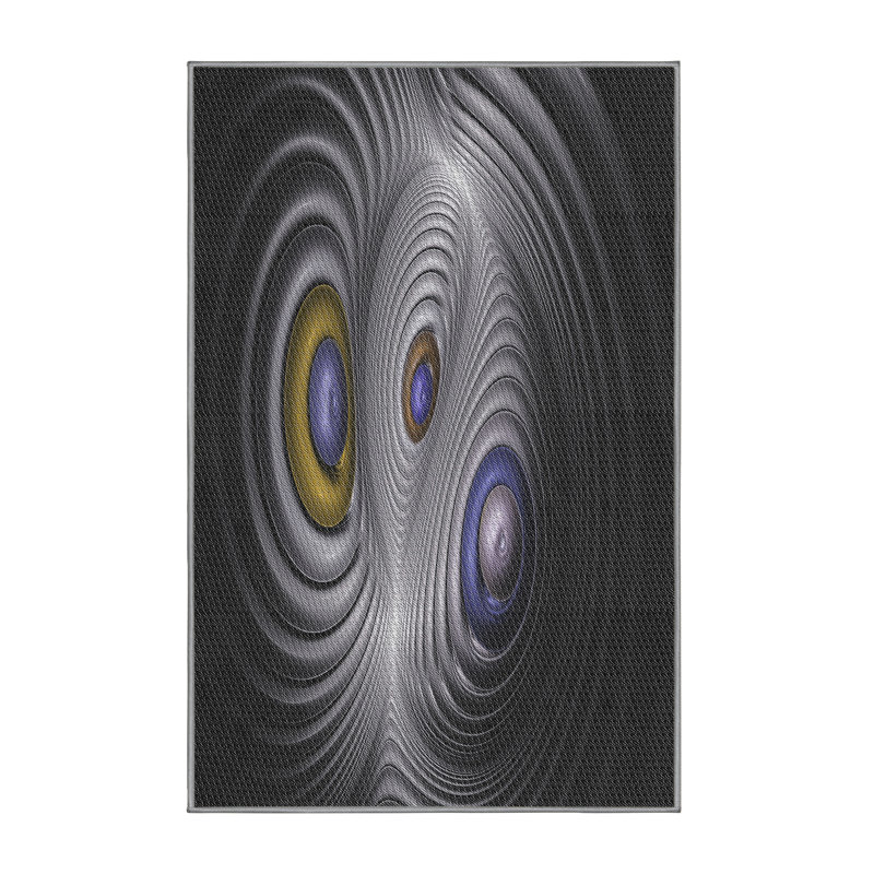 Tapis noir/gris tissé à la machine, Rectangle 3 pi x 5 pi