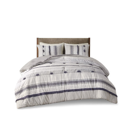 Cozy Cotton Comforter Set With Stripes – Full