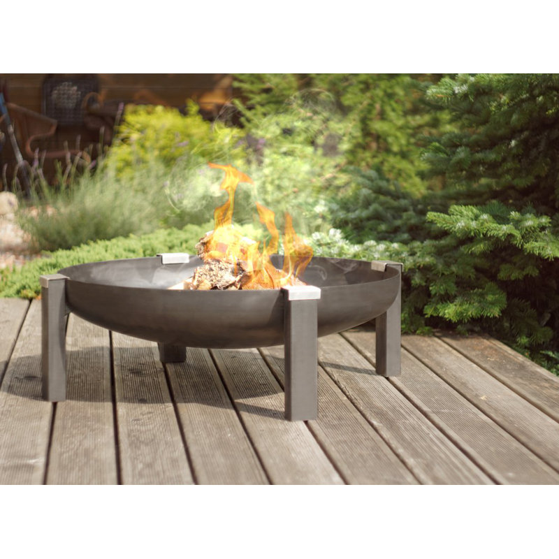 Redwood Round Steel Wood Burning Smokeless Fire Pit, 29.5