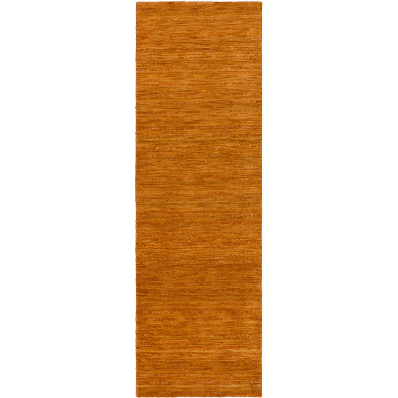 Tapis orange en laine touffeté à la main Toby, Tapis de couloir 2 pi 3 po x 7 pi 6 po