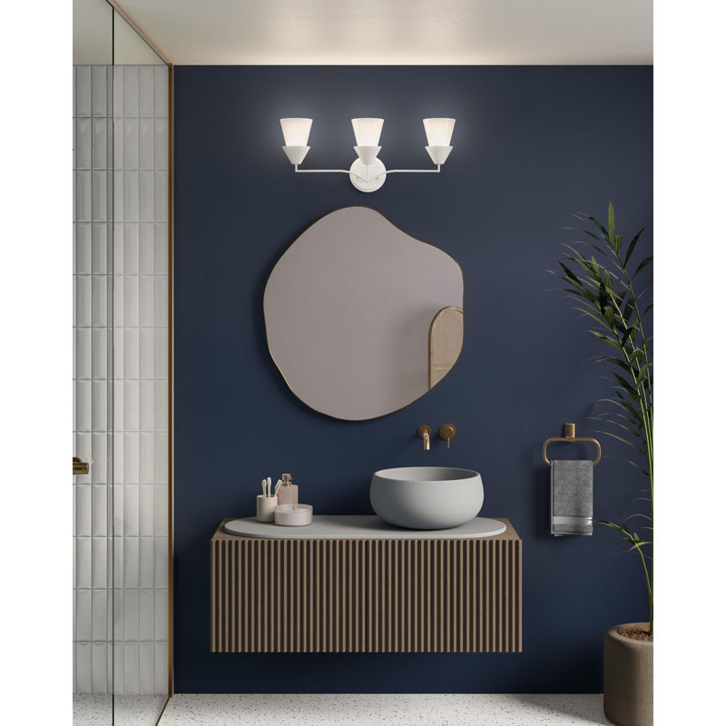 Three-Light Contemporary Vanity Light, White Plaster