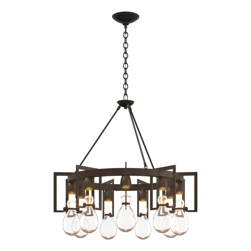 Apothecary 9 - Light Unique / Statement Wagon Wheel Chandelier, Dark Smoke