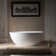 59" Freestanding Solid Surface Stone Resin Bathtub with Overflow,2 Drain Covers