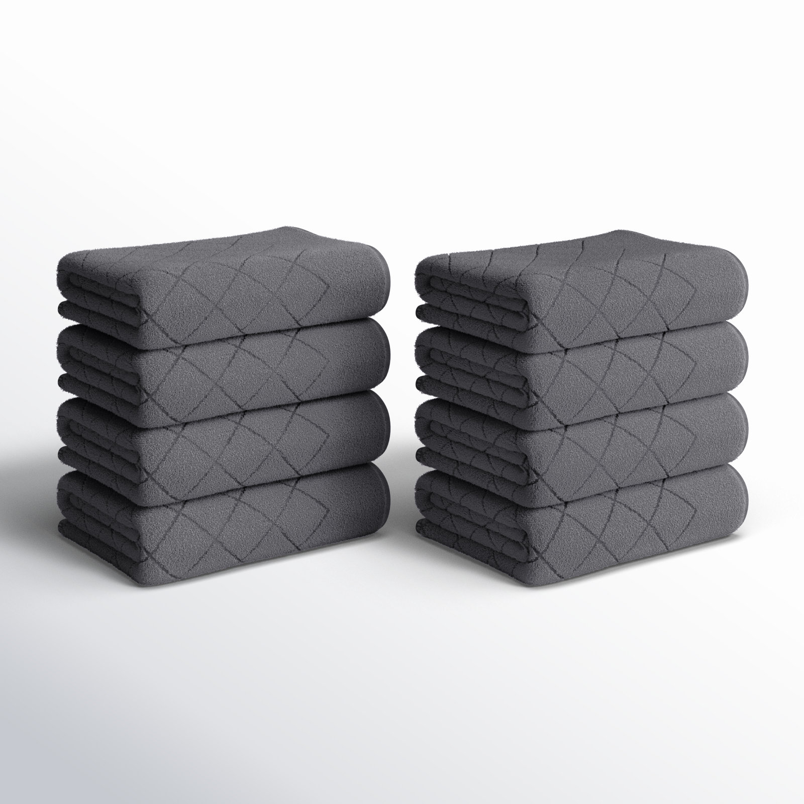 Geometric Turkish Cotton Washcloths, Anthracite