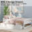Twin Size Bed Frame With 2 Storage Drawers, Wood Twin Platform Bed Frame No Box Spring Need, White-63953076