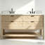 Meuble-lavabo autoportant en bois massif 60 po avec plateau en marbre 60 po-392334170