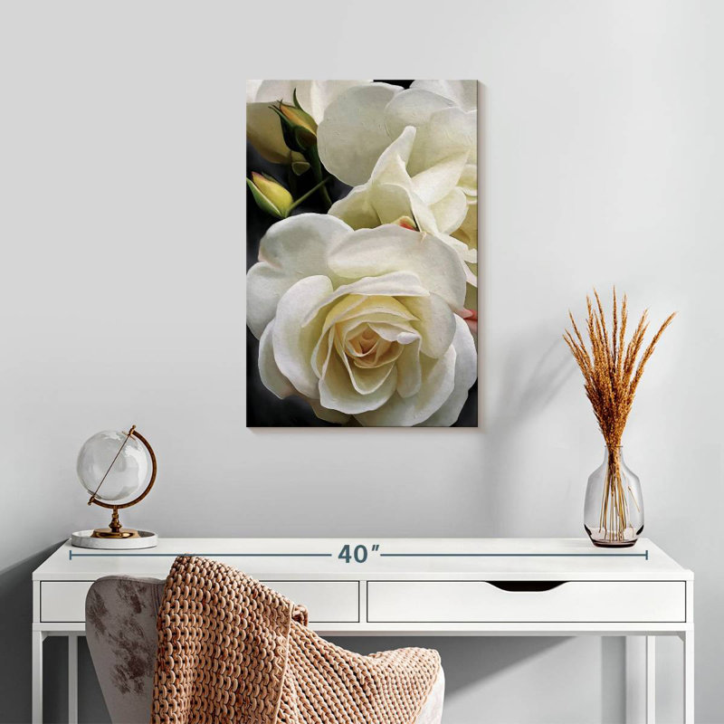 Harnek roses blanches crémeuses, H 24 po x l 16 po