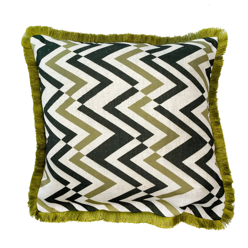 Abstract Square Throw Cushion, Olive