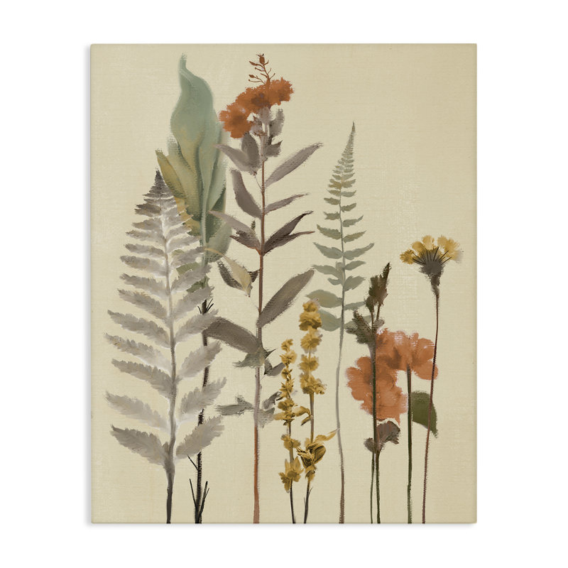 Toile d'automne botaniques et fougères, conception par Elizabeth Medley, H 20 po x l 16 po