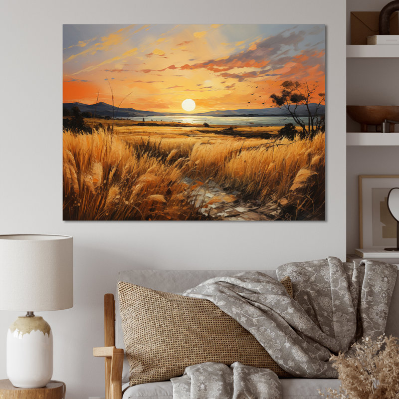 «Countryside Wheat and Pastel I», reproduction sur toile, 16" H x 32" W, Toile tendue
