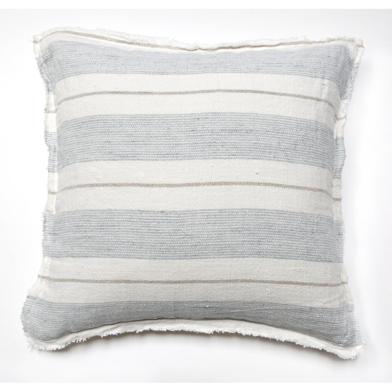 Ocean Breeze Striped Linen 20" x 20" Square Throw Pillow
