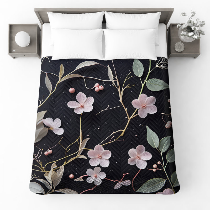 Couvre-lit matelassé à motif floral, Double