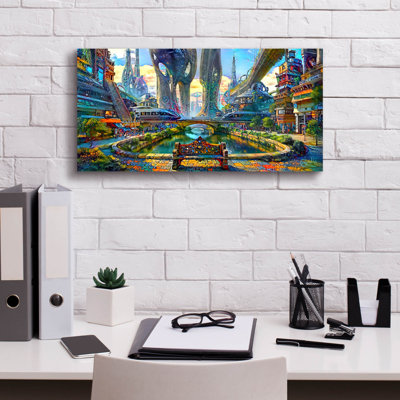 'Regreso Al Vecindario'  by Pedro Gavidia Canvas Wall Art, 24" x 12"