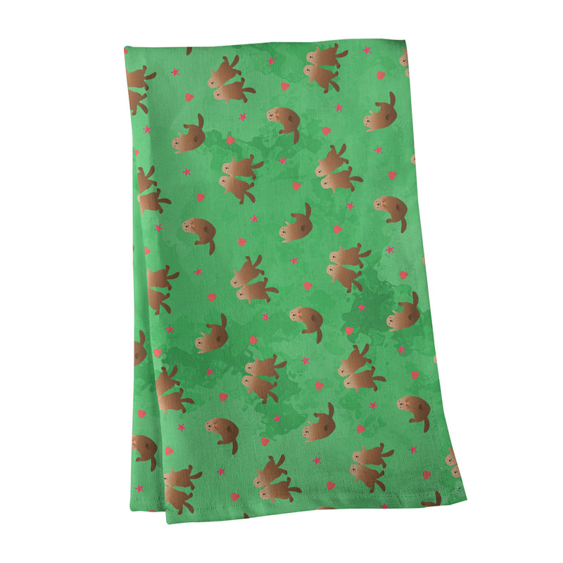 Serviette de thé à motif sea panneaux, Sergé de coton, Vert