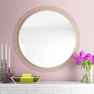 Round Natural Beaded Wall Mirror