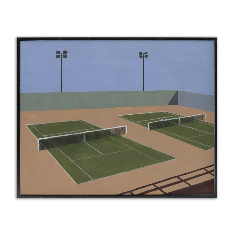 «Tennis Court Landscape», estampe numérique, conception de Michael Willett, H 16 po x l 20 po, Giclée encadrée noir minuit