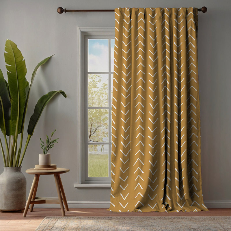 Bohemian Room Lined Single Panel Curtain, 140cm Width x 325cm Drop, Yellow