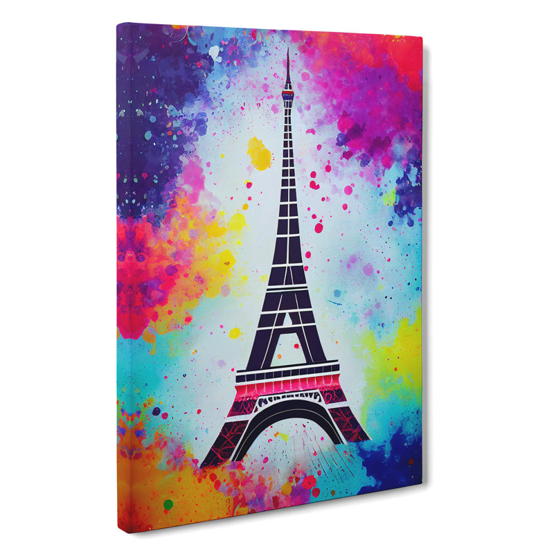 Eiffel Tower Paint Splash No.1 - Wrapped Canvas Print, 50cm H x 35cm W