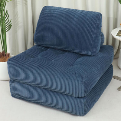 Velours côtelé 70,8 po bleu pour le salon, la chambre à coucher et le dortoir, mini canapé moelleux avec tissu doux, sans assemblage, appui-tête confortable avec cou ergonomique