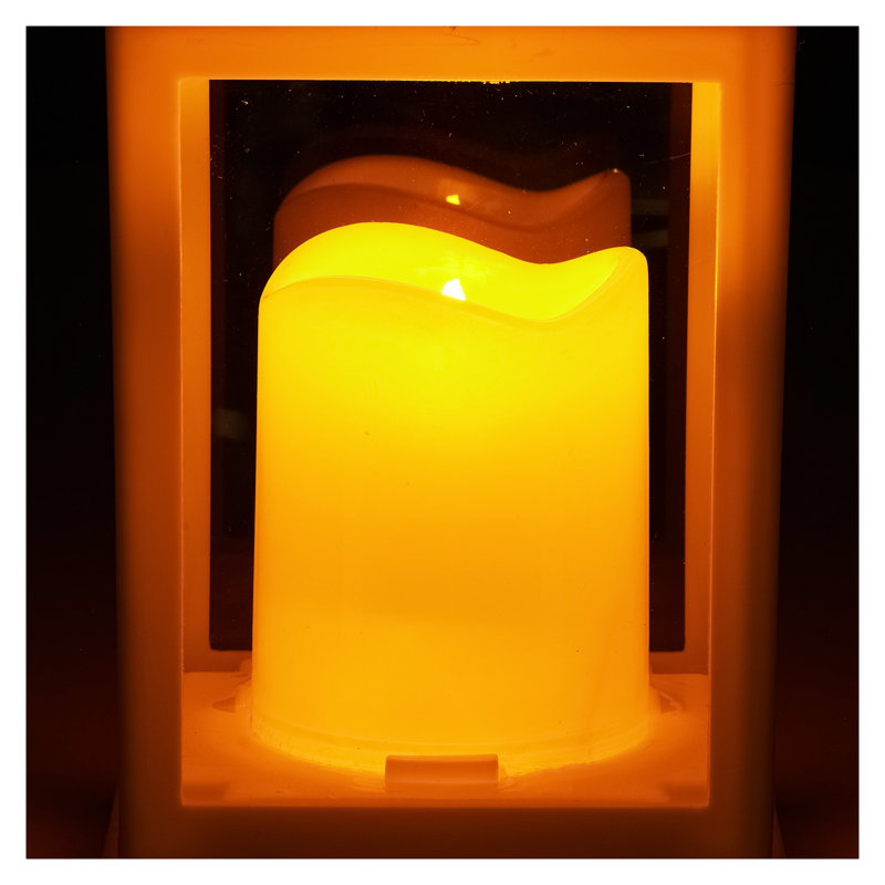 Ensemble de 12 lanternes à bougie sans flamme à DEL blanches décoratives avec panneaux de verre