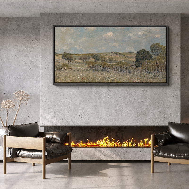 Paysage champêtre de sérénité, art moderne, H 30 po x l 60 po, Noir, noir, noir, noir