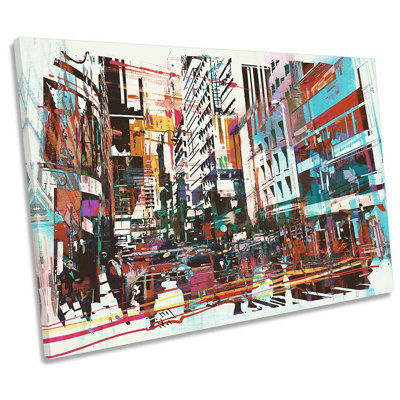 Cityscape Art Urban City Street Framed - Wrapped Canvas Print